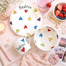 Load image into Gallery viewer, Personalised Ceramic Dinner Set – Hand Painted Plate, Bowl &amp; Mug