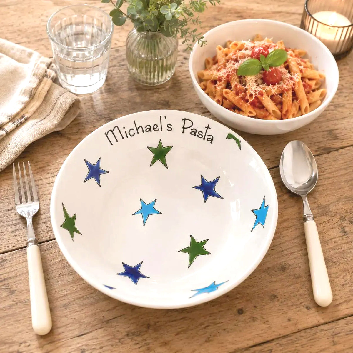 Personalised Ceramic Pasta Bowl – Hand Painted Kids & Adults