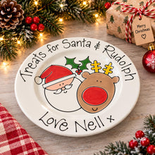 Load image into Gallery viewer, Personalised Treats for Santa &amp; Rudolf Plate – Hand Painted Christmas Ceramic Plate &amp; Mug Set