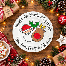 Load image into Gallery viewer, Personalised Treats for Santa &amp; Rudolf Plate – Hand Painted Christmas Ceramic Plate &amp; Mug Set
