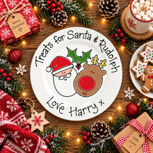 Load image into Gallery viewer, Personalised Treats for Santa &amp; Rudolf Plate – Hand Painted Christmas Ceramic Plate &amp; Mug Set