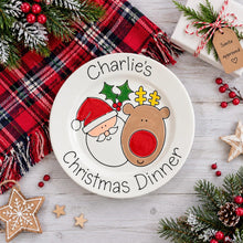 Load image into Gallery viewer, Personalised Christmas Dinner Plate &amp; Set – Hand Painted Santa Ceramic Plate, Bowl &amp; Mug