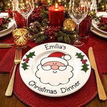 Load image into Gallery viewer, Personalised Christmas Dinner Plate &amp; Set – Hand Painted Santa Ceramic Plate, Bowl &amp; Mug