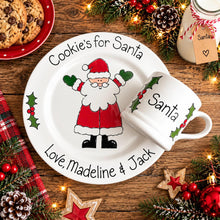 Load image into Gallery viewer, Personalised Cookies for Santa Plate &amp; Mug Set – Hand Painted Christmas Ceramic