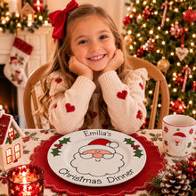 Load image into Gallery viewer, Personalised Christmas Dinner Plate &amp; Set – Hand Painted Santa Ceramic Plate, Bowl &amp; Mug