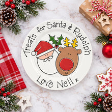 Load image into Gallery viewer, Personalised Treats for Santa &amp; Rudolf Plate – Hand Painted Christmas Ceramic Plate &amp; Mug Set