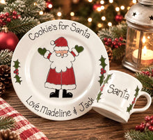 Load image into Gallery viewer, Personalised Cookies for Santa Plate &amp; Mug Set – Hand Painted Christmas Ceramic