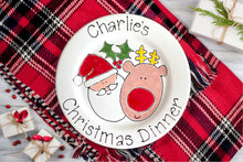 Load image into Gallery viewer, Personalised Christmas Dinner Plate &amp; Set – Hand Painted Santa Ceramic Plate, Bowl &amp; Mug