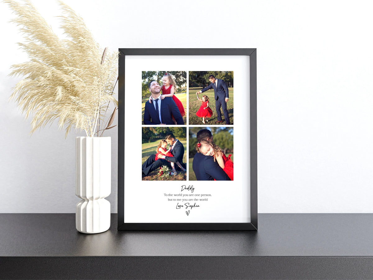 Personalised Daddy 4 Photo Collage Print & Frame – Father's Day Gift