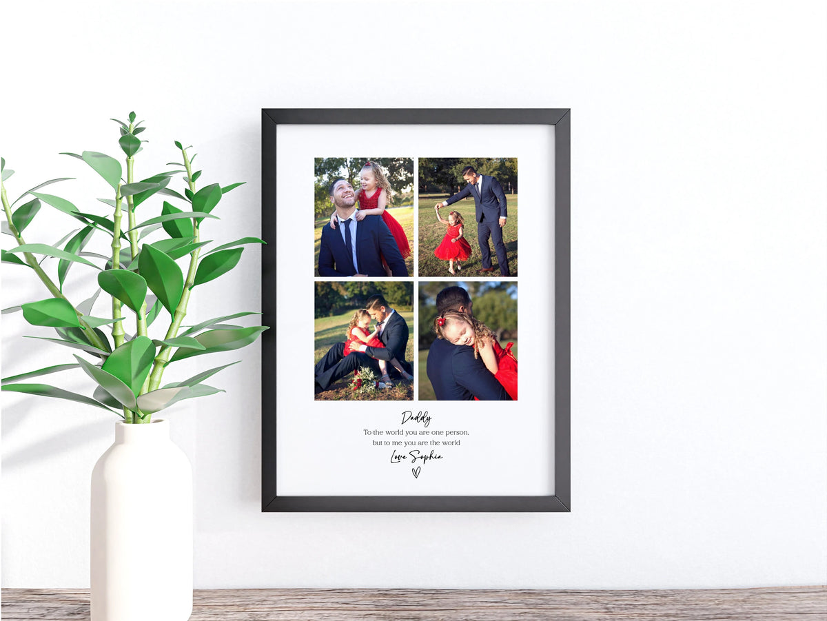 Personalised Daddy 4 Photo Collage Print & Frame – Father's Day Gift