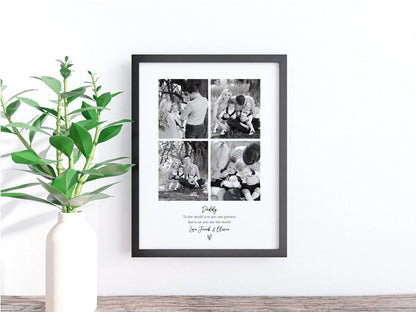 Personalised Daddy 4 Photo Collage Print & Frame – Father's Day Gift