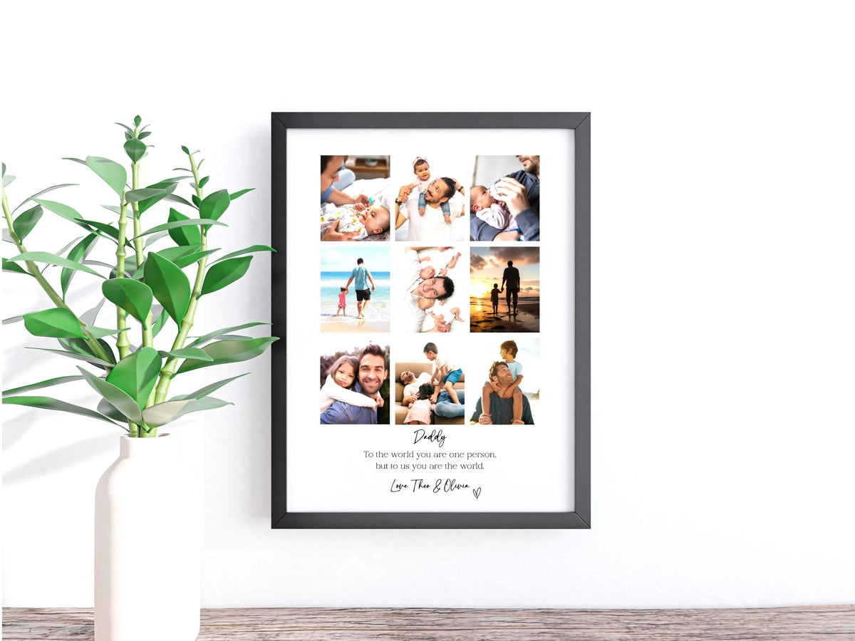 Personalised Daddy 9 Photo Collage Print & Frame – Father's Day Gift