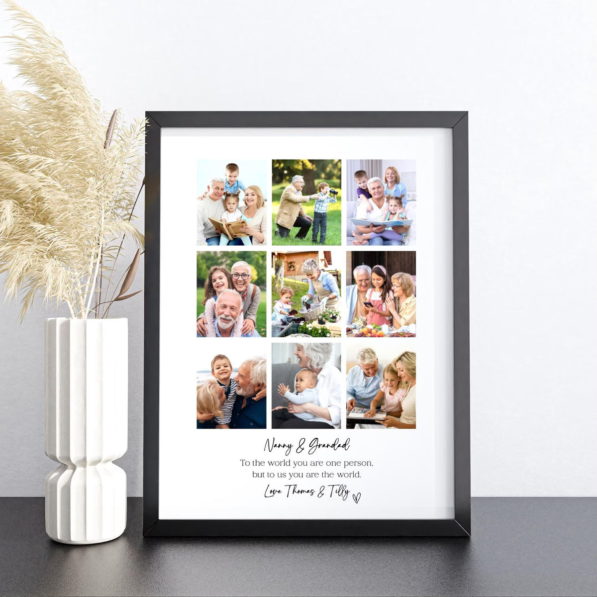 Personalised Grandparents 9 Photo Collage Print & Frame – Gift for Nanny & Grandad