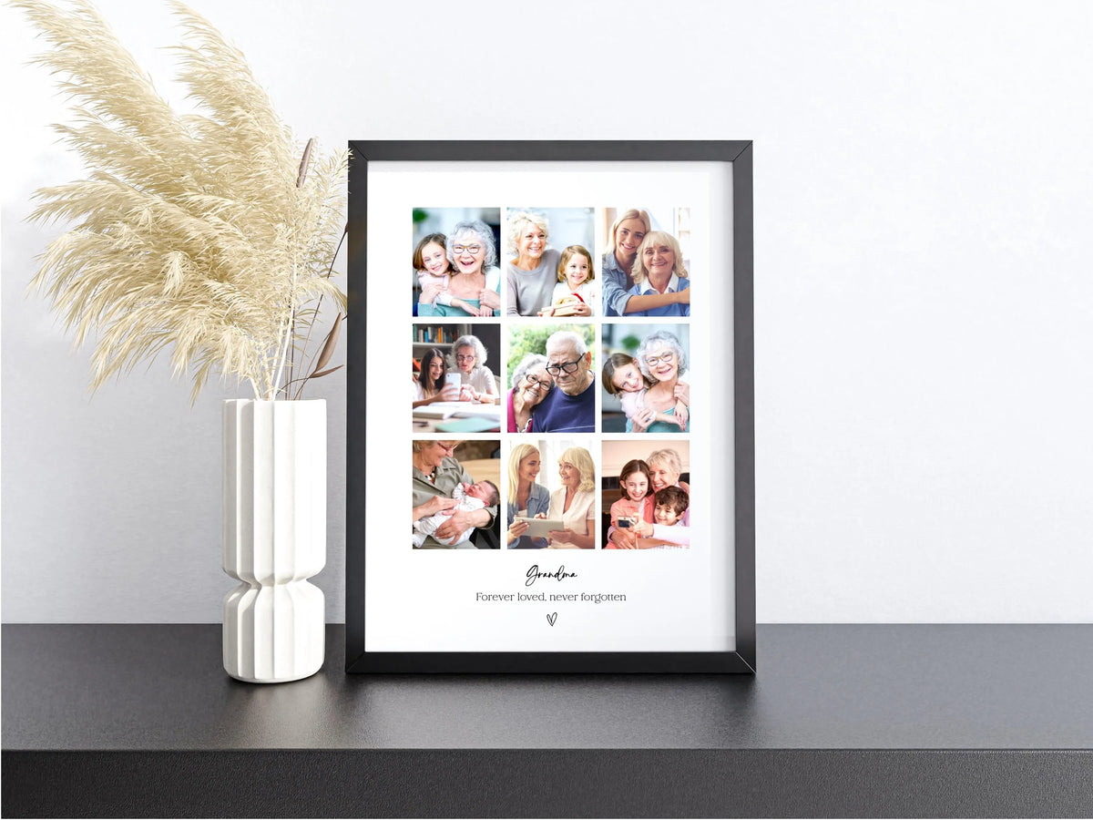 Personalised Bereavement Memorial Photo Frame – 9 Photo Collage Gift