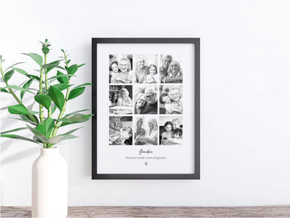 Personalised Bereavement Memorial Photo Frame – 9 Photo Collage Gift