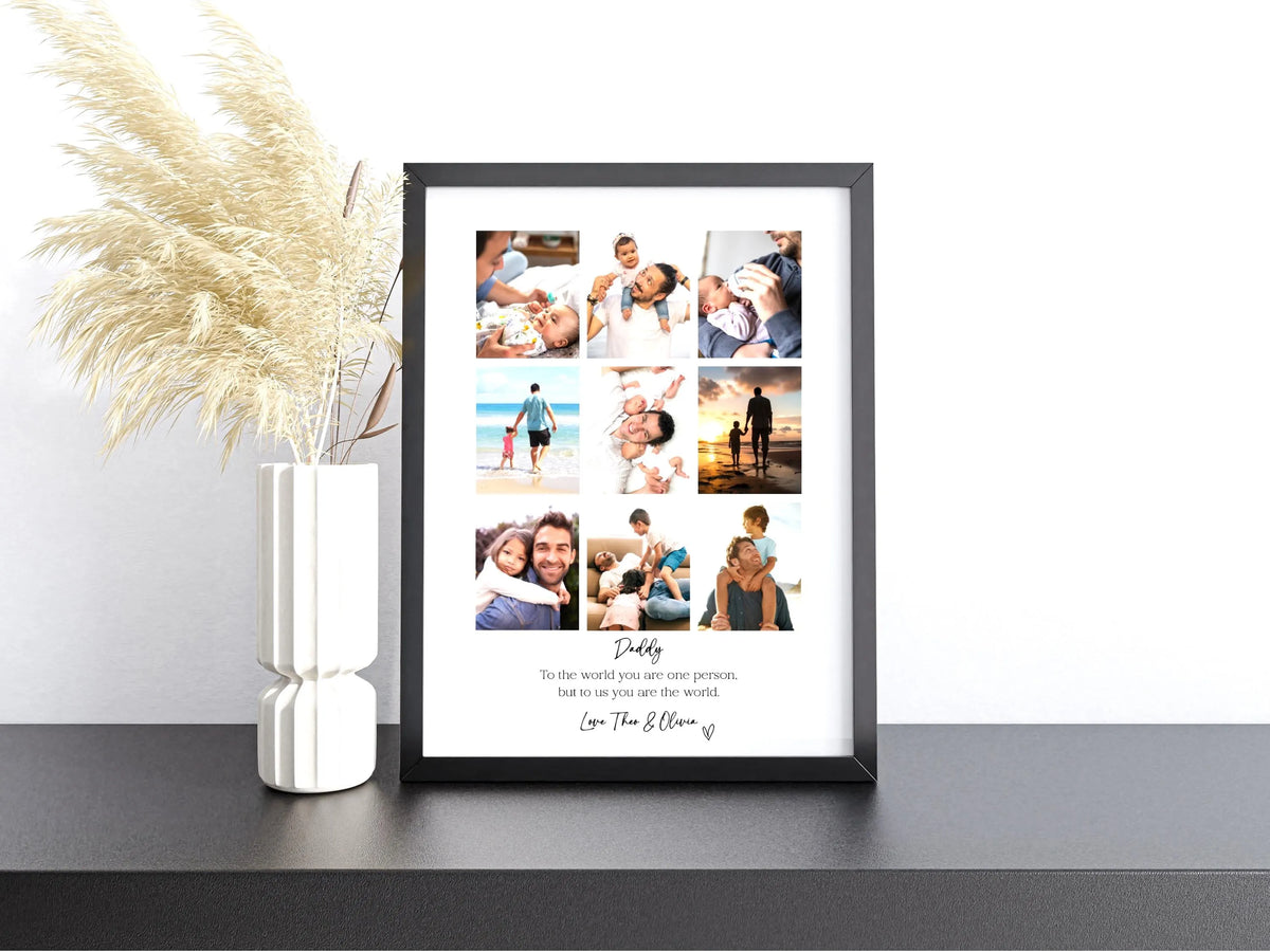 Personalised Daddy 9 Photo Collage Print & Frame – Father's Day Gift