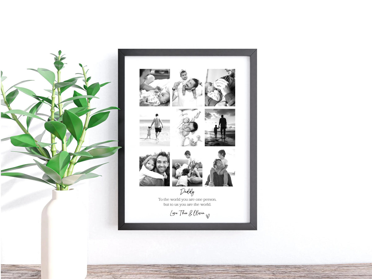 Personalised Daddy 9 Photo Collage Print & Frame – Father's Day Gift