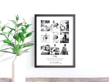 Personalised Daddy 9 Photo Collage Print & Frame – Father's Day Gift