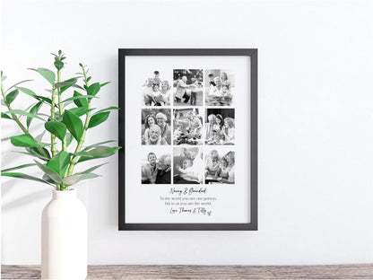 Personalised Grandparents 9 Photo Collage Print & Frame – Gift for Nanny & Grandad