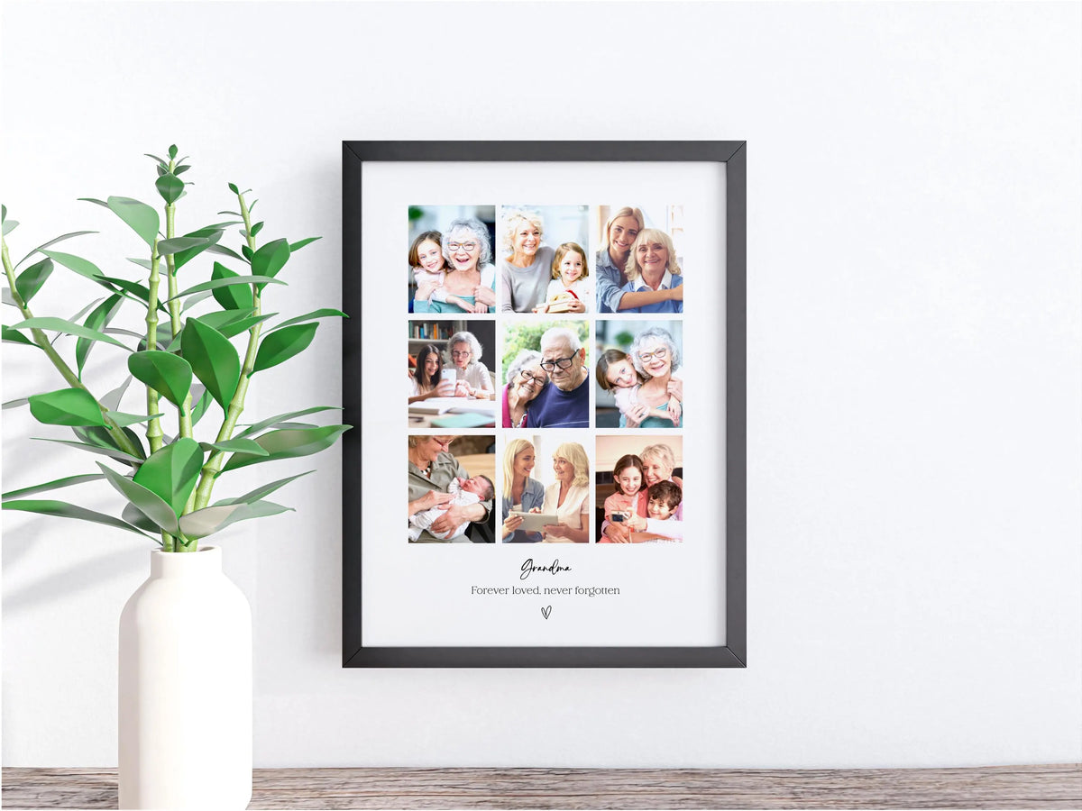 Personalised Bereavement Memorial Photo Frame – 9 Photo Collage Gift