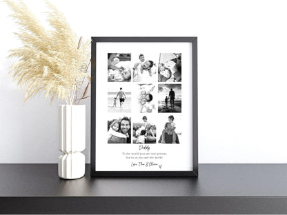Personalised Daddy 9 Photo Collage Print & Frame – Father's Day Gift