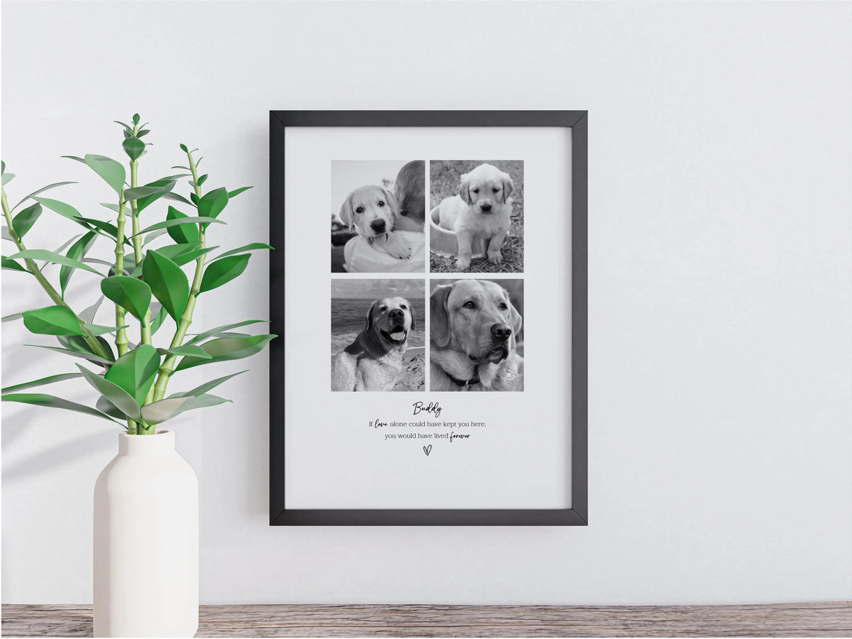 Personalised Pet Memorial Photo Frame & Print – 4 Photos