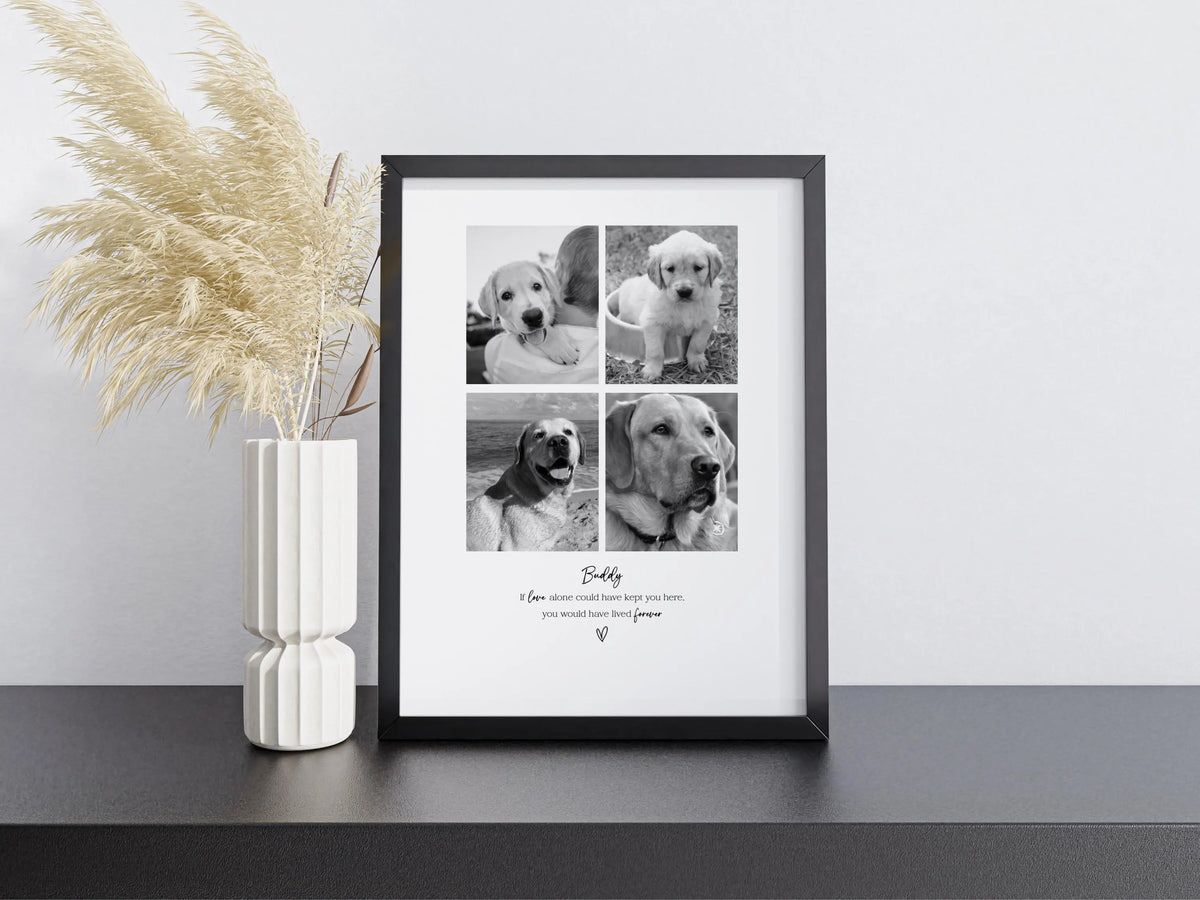 Personalised Pet Memorial Photo Frame & Print – 4 Photos