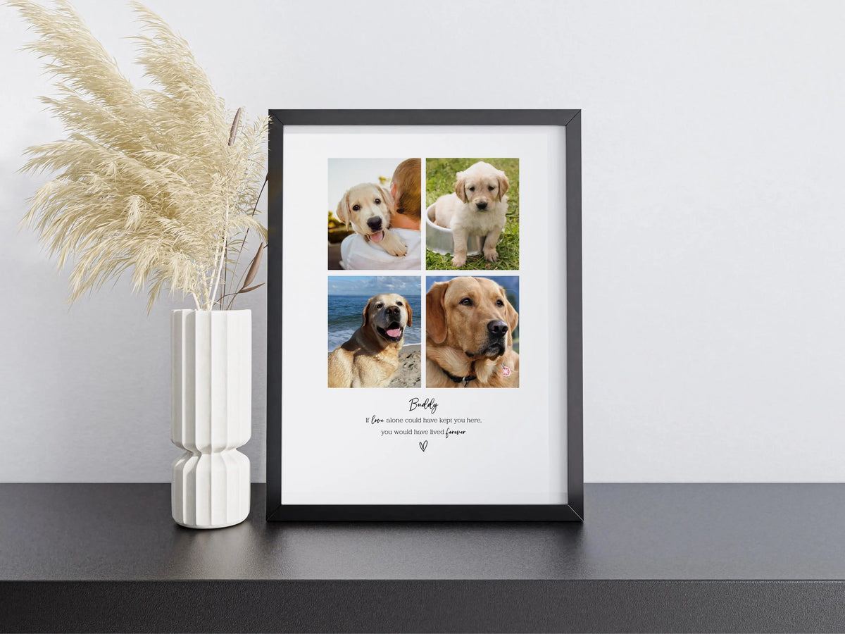 Personalised Pet Memorial Photo Frame & Print – 4 Photos