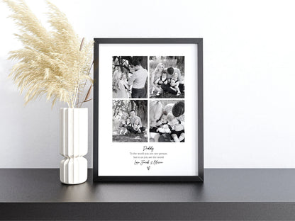 Personalised Daddy 4 Photo Collage Print & Frame – Father's Day Gift