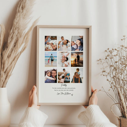 Personalised Daddy 9 Photo Collage Print & Frame – Father's Day Gift