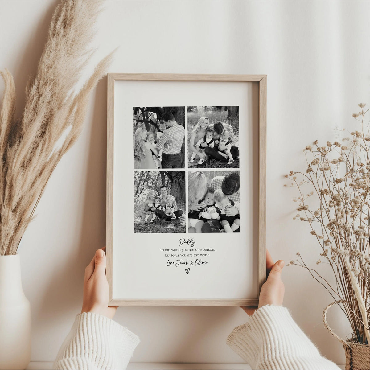 Personalised Daddy 4 Photo Collage Print & Frame – Father's Day Gift