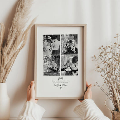 Personalised Daddy 4 Photo Collage Print & Frame – Father's Day Gift