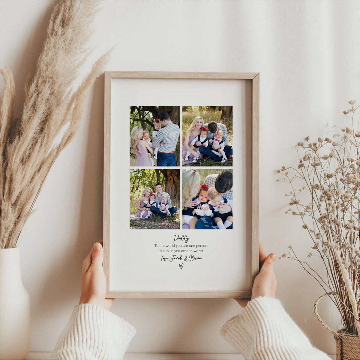 Personalised Daddy 4 Photo Collage Print & Frame – Father's Day Gift