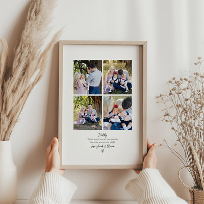 Personalised Daddy 4 Photo Collage Print & Frame – Father's Day Gift