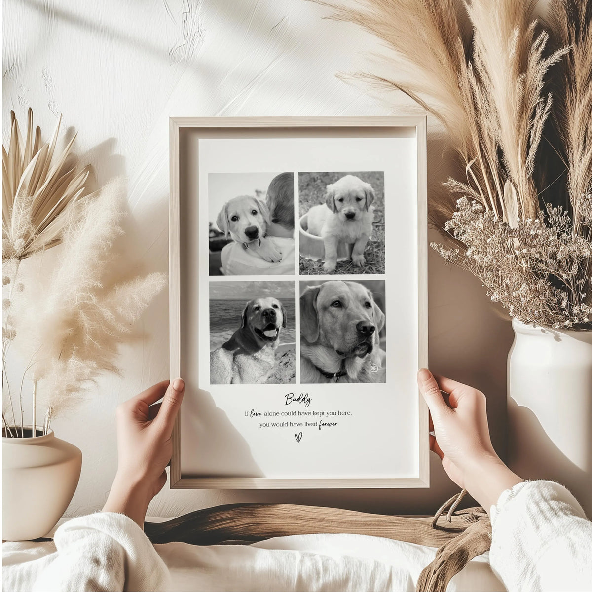 Personalised Pet Memorial Photo Frame & Print – 4 Photos