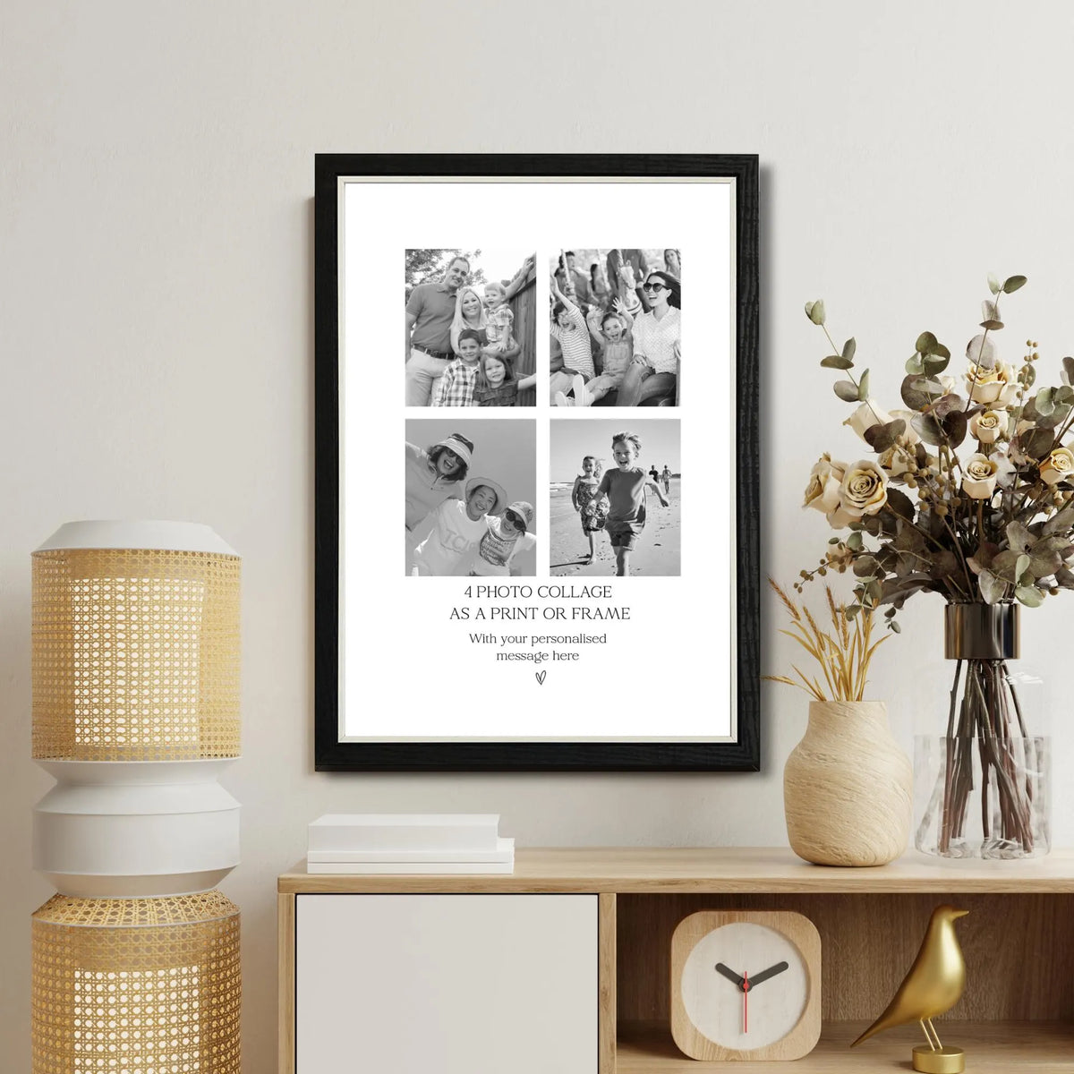 Personalised 4 Photo Collage Print & Frame – Custom Photo Gift