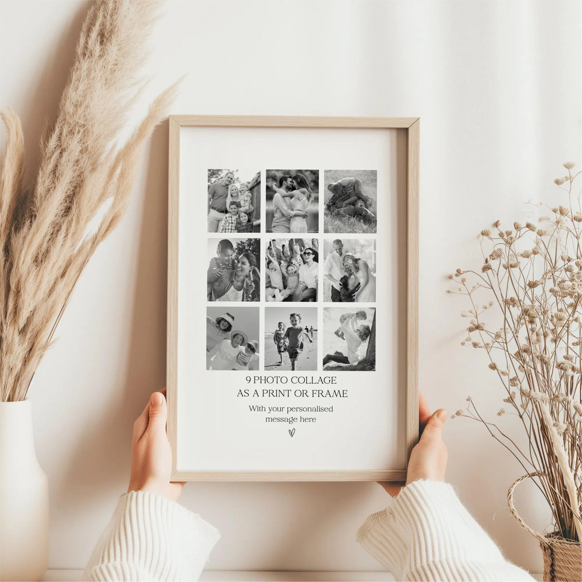 Personalised 9 Photo Collage Print & Frame – Custom Photo Gift