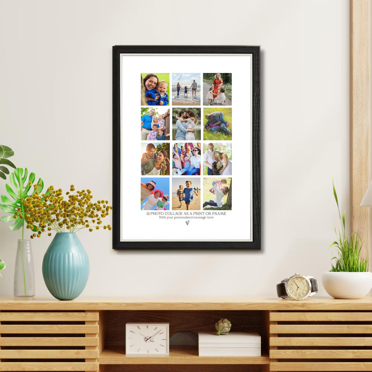 Personalised 12 Photo Collage Print & Frame – Custom Photo Gift