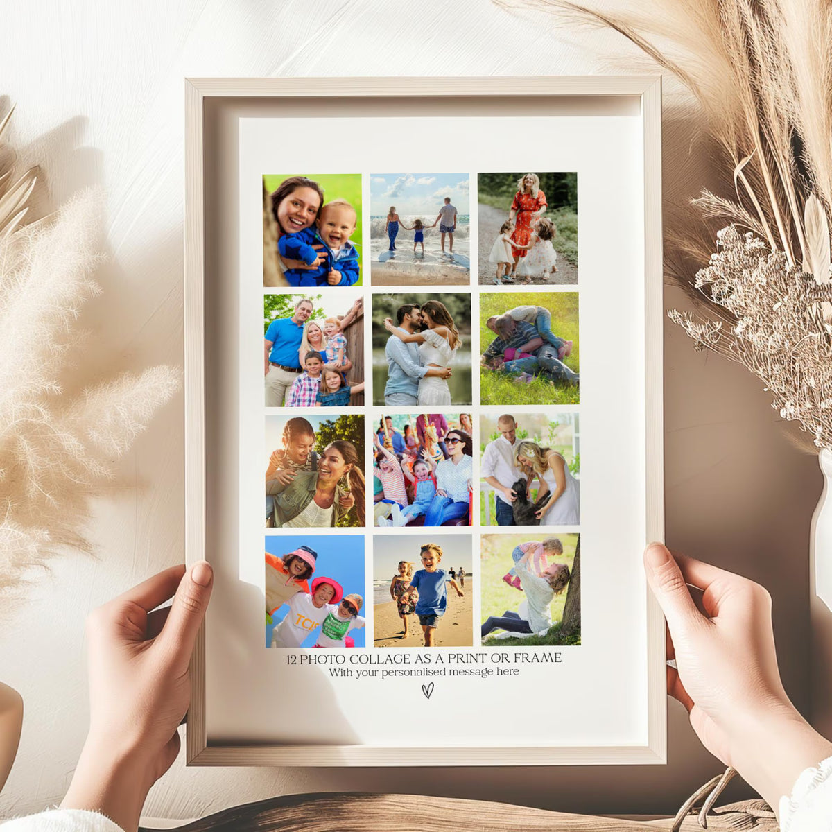 Personalised 12 Photo Collage Print & Frame – Custom Photo Gift