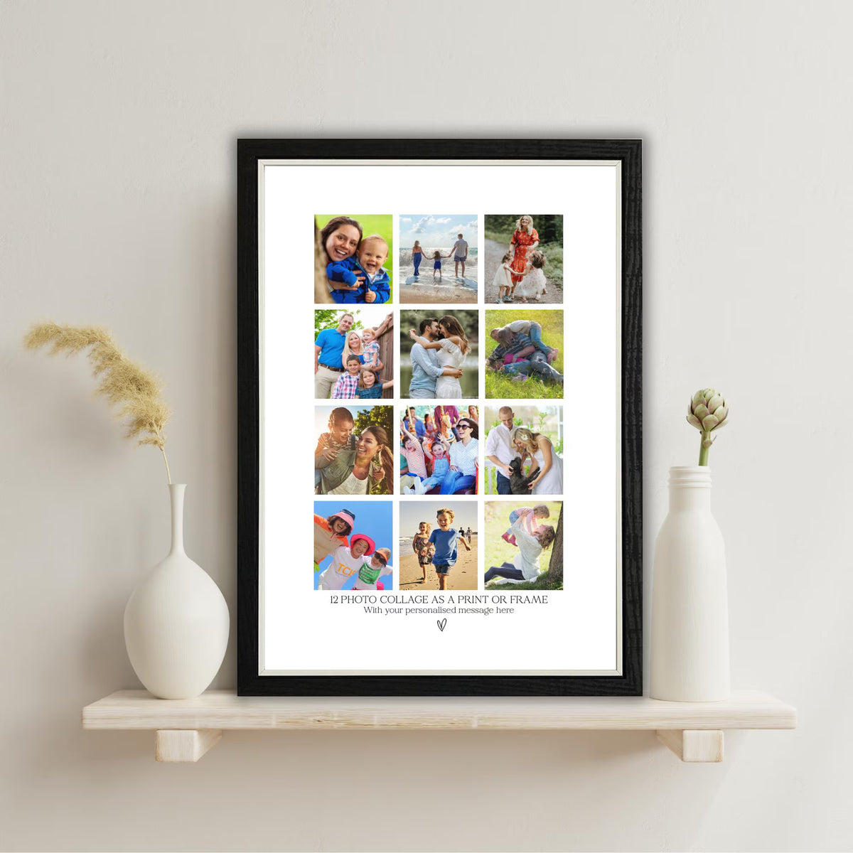 Personalised 12 Photo Collage Print & Frame – Custom Photo Gift