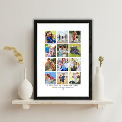 Personalised 12 Photo Collage Print & Frame – Custom Photo Gift
