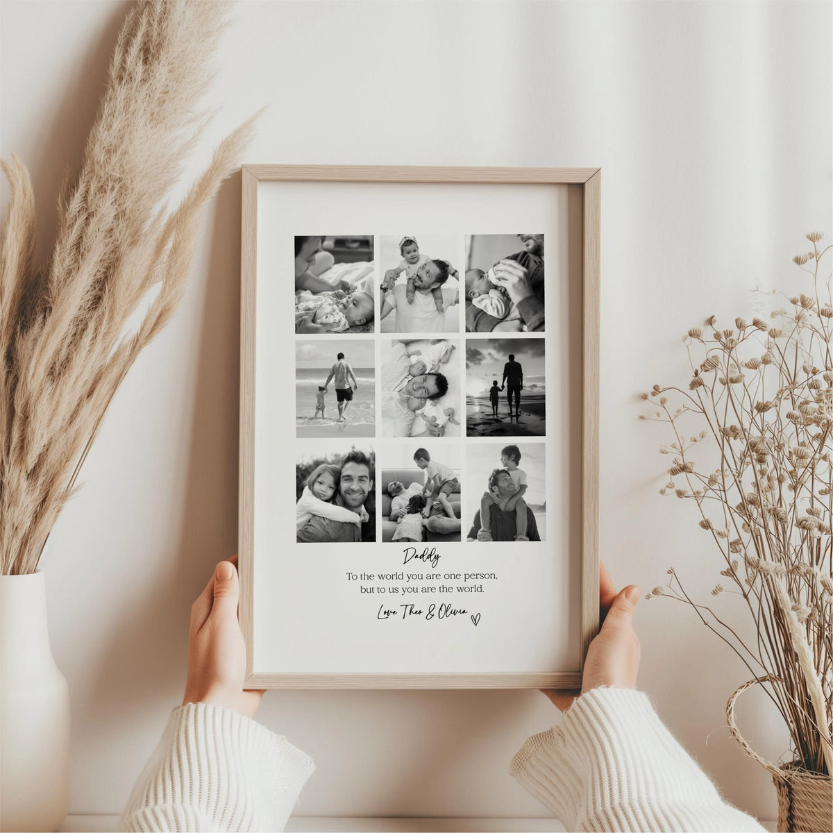 Personalised Daddy 9 Photo Collage Print & Frame – Father's Day Gift