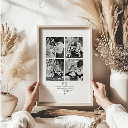 Personalised Daddy 4 Photo Collage Print & Frame – Father's Day Gift