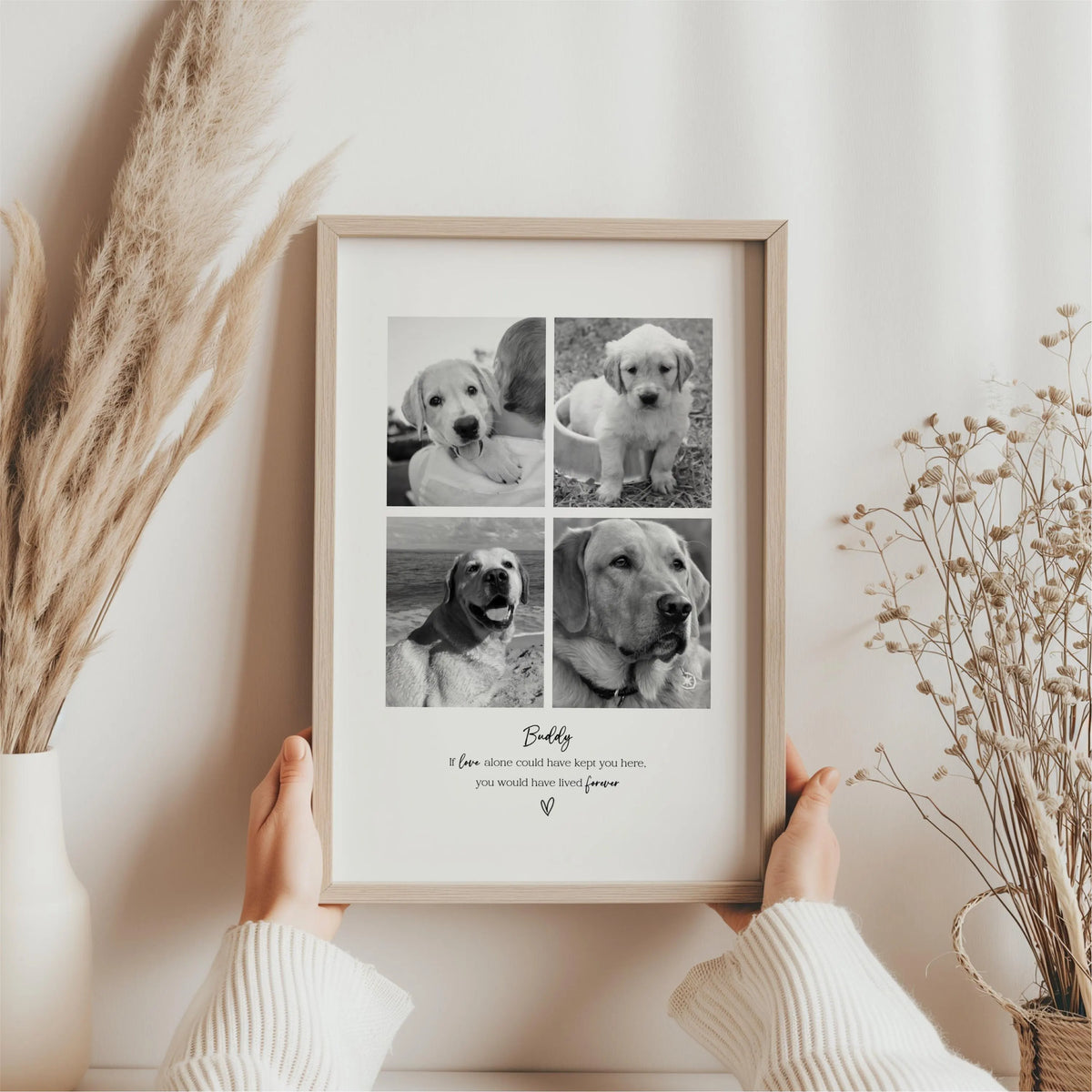Personalised Pet Memorial Photo Frame & Print – 4 Photos