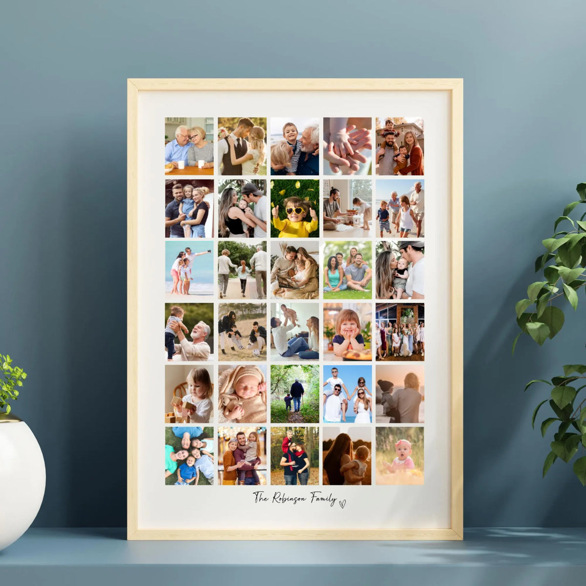 Personalised 30 Photo Collage Print & Frame – Custom Photo Gift