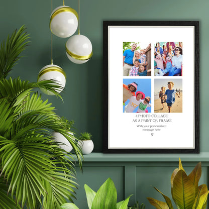Personalised 4 Photo Collage Print & Frame – Custom Photo Gift