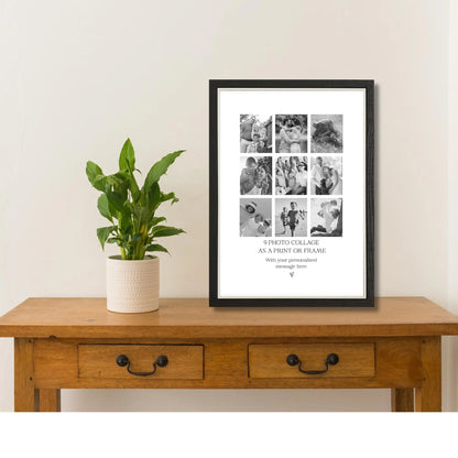Personalised 9 Photo Collage Print & Frame – Custom Photo Gift