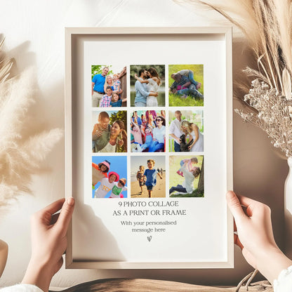 Personalised 9 Photo Collage Print & Frame – Custom Photo Gift