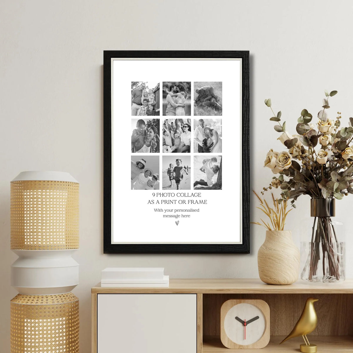 Personalised 9 Photo Collage Print & Frame – Custom Photo Gift
