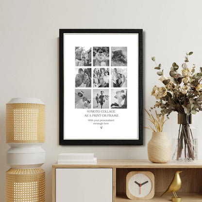 Personalised 9 Photo Collage Print & Frame – Custom Photo Gift